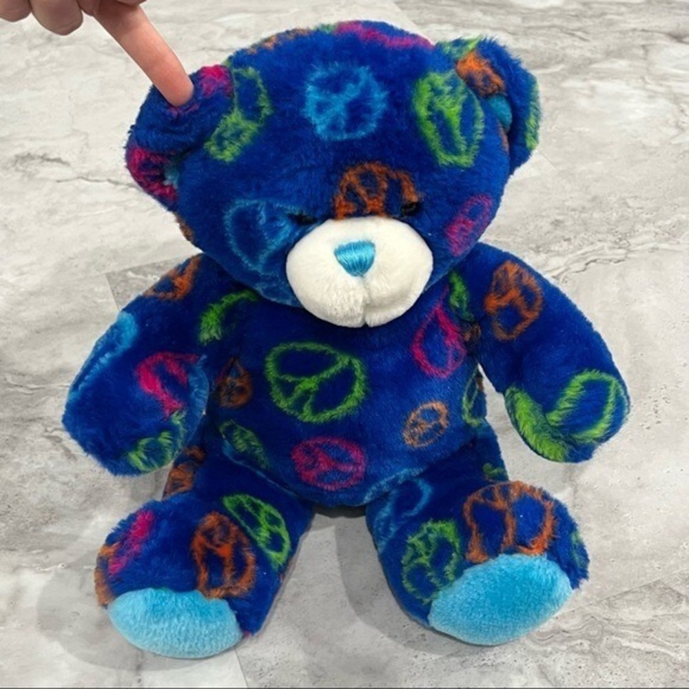 Build a Bear Workshop Blue Peace Sign Teddy Bear